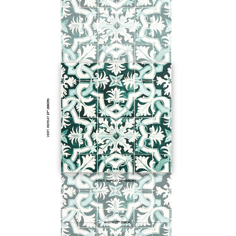 Papier peint Schumacher x Mary McDonald Azulejos, Émeraude