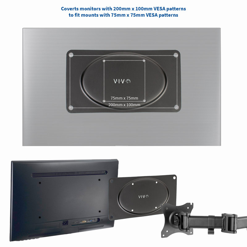 Adaptateur de moniteur VESA 75 x 75 mm à 200 x 100 mm