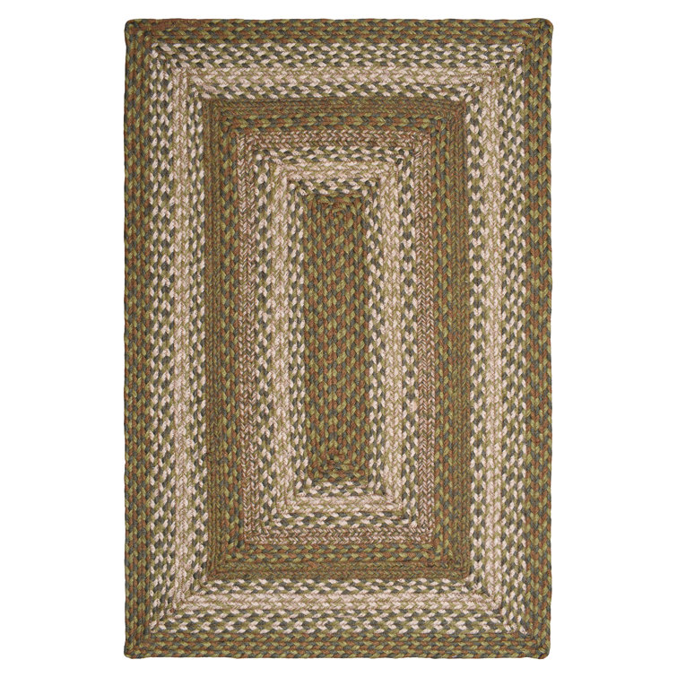 Bryiana Farmhouse Braided Jute Green Area Rug