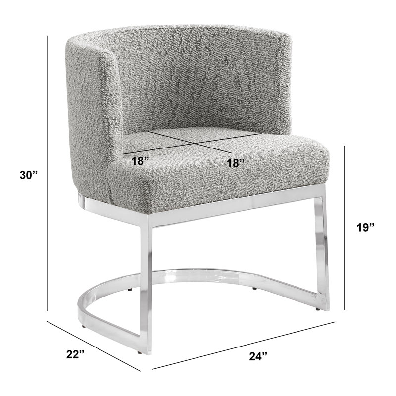 Chaise d'appoint simple avec base traîneau, Gris riche, Argent