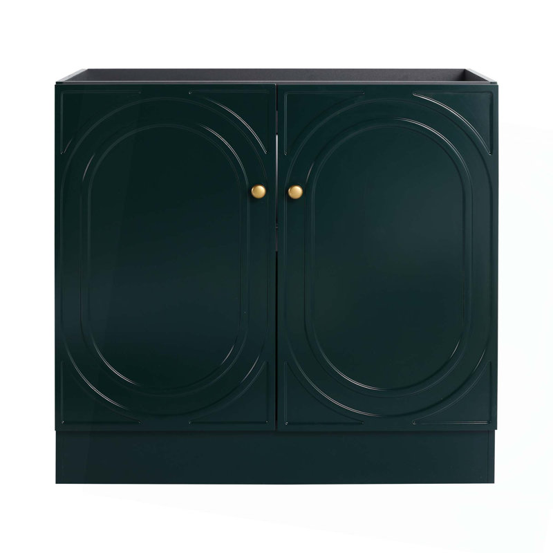 Meuble-lavabo autoportant 36 po et 2 portes d'armoire à fermeture en douceur, à l'exception du lavabo, Vert foncé