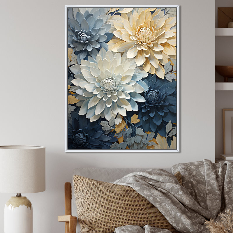 Maman blanche et bleue élégante, Cadre flottant blanc, H 40 po x l 30 po x P 1,5 po