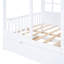 Lit double en bois pleine grandeur avec lit gigogne simple, blanc pour chambre à coucher, pièce pratique de qualité unie