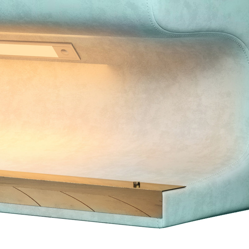 Banc rembourré contemporain en cuir avec capteur à DEL pour usage intérieur, revêtement et mouvement de vestibule moderne
