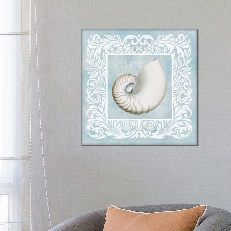 Sandy Shells Blue On Blue Nautilus by Beth Grove - Wrapped Canvas Gallery-Wrapped Canvas Giclée