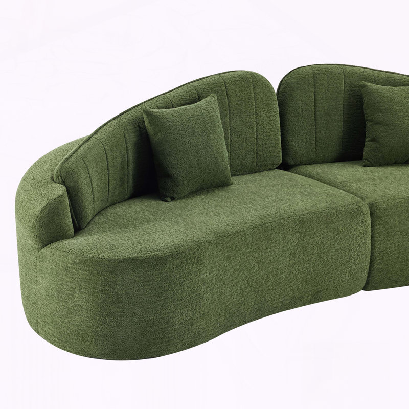 108 Curved Four-Seat Sofa with Chenille Fabric, Vert