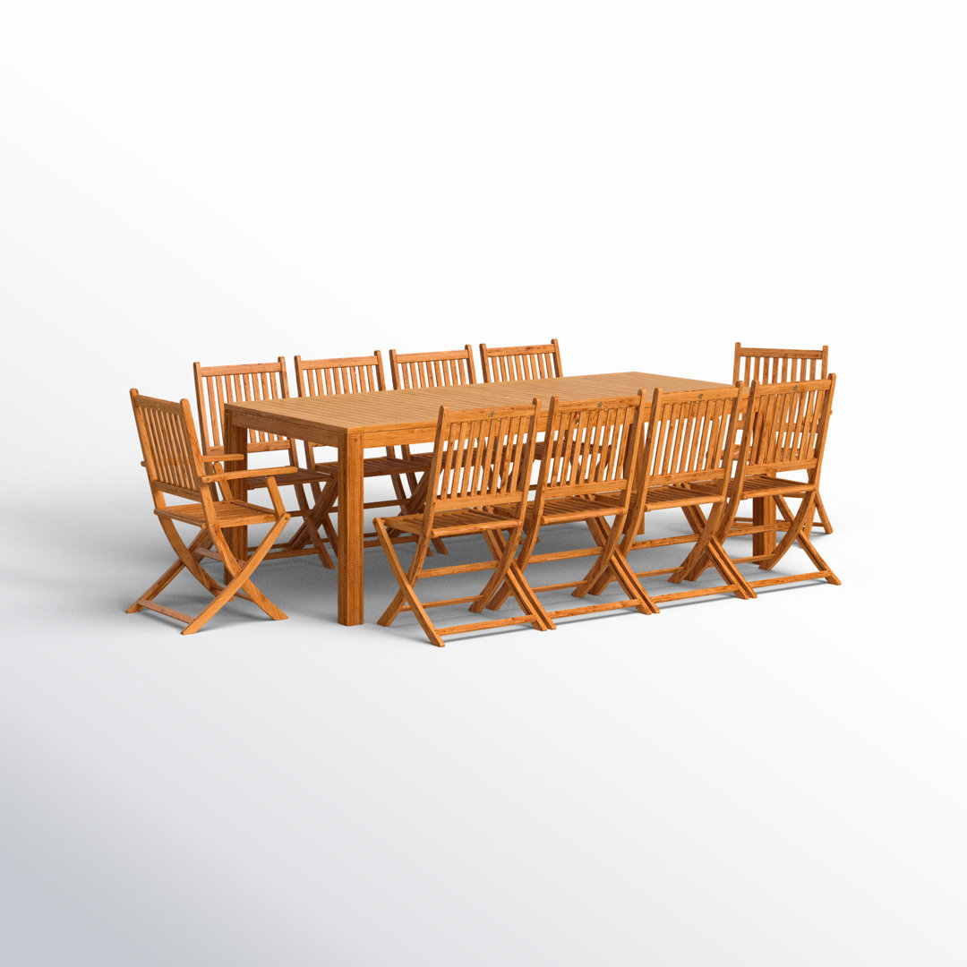 Anautica 10 - Person Teak Wood Patio Dining Set with Rectangular Table Lark Manor™