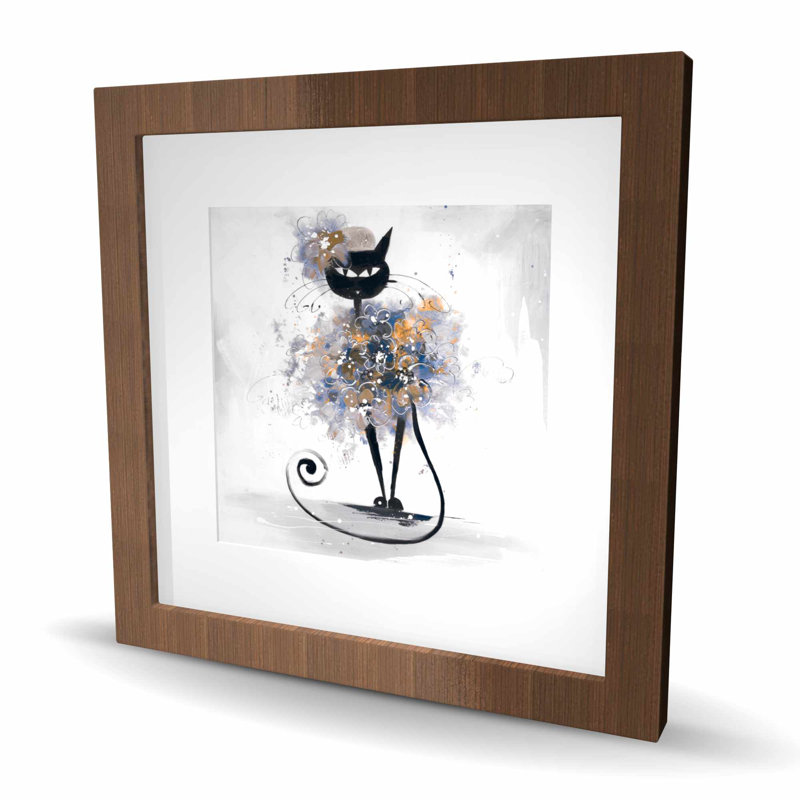 Caricature de chat noir - impression encadrée Pop Art américaine pour la décoration