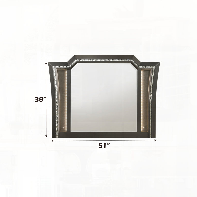 Miroir à finition gris métallique avec éclairage à DEL intégré