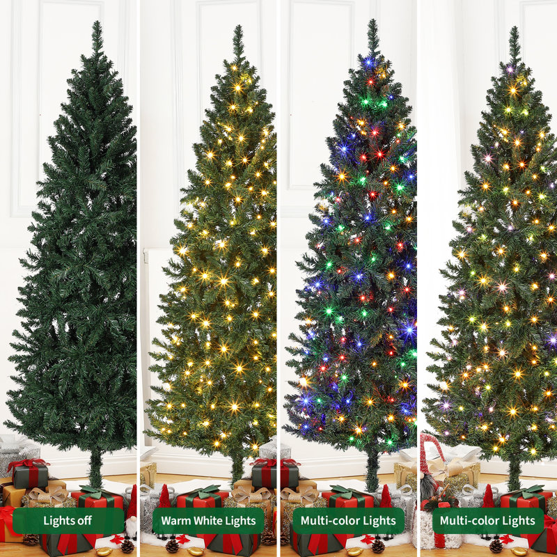Arbre de Noël artificiel mince 6 pi avec 250 lumières colorées