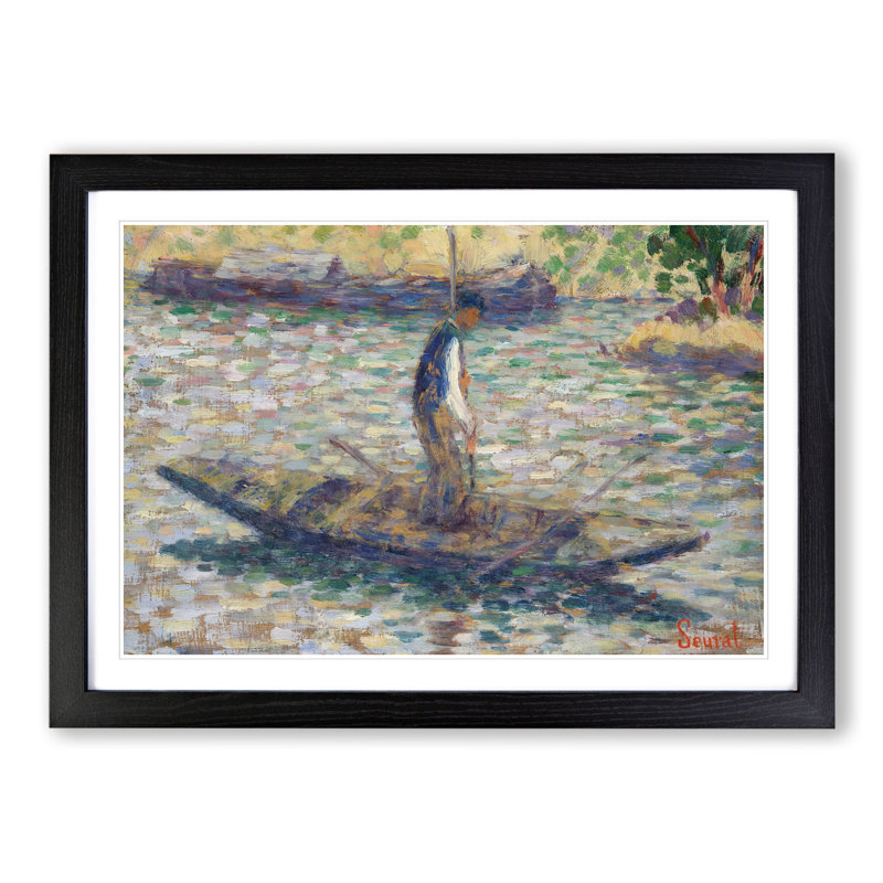 A Fisherman by Georges Seurat - Picture Frame Painting, Black Framed, 36cm H x 48cm W x 2cm D