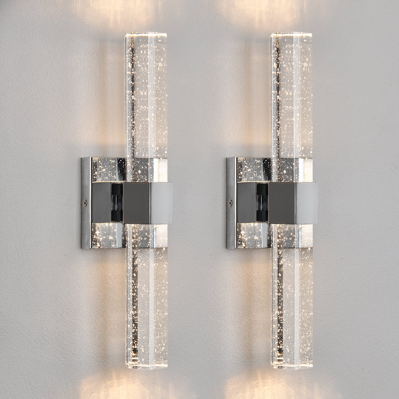 Nazreen Crystal LED Wallchiere Dimmable Wall Light, Chrome