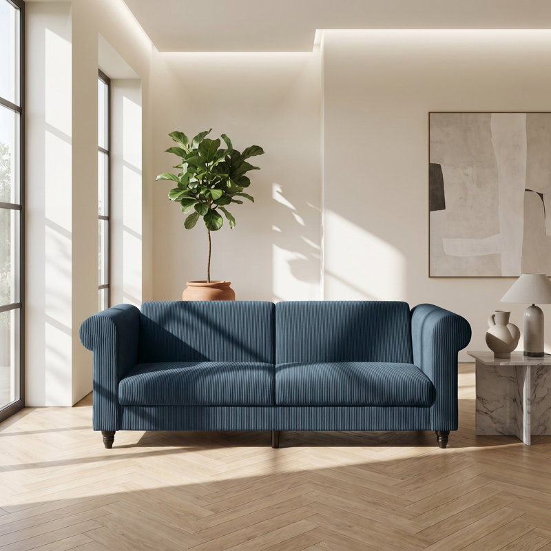 3 Seater Sofabed in Corduroy, Blue