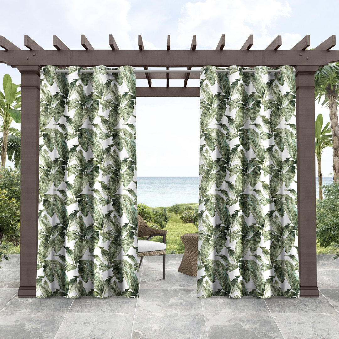 Tommy Bahama Indoor/Outdoor Island Palm Light Filtering Grommet Top Curtain Panel Pair Tommy Bahama Home Curtain 