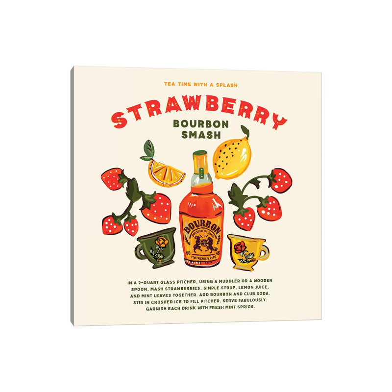 Strawberry Bourbon Recipe - Wrapped Canvas Print, 66.04cm H x 66.04cm W x 1.91cm D