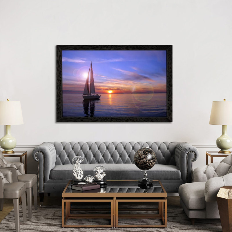 Sailboat - Floater Frame Print on Canvas, 66.04 cm H x 45.72 cm W, Black