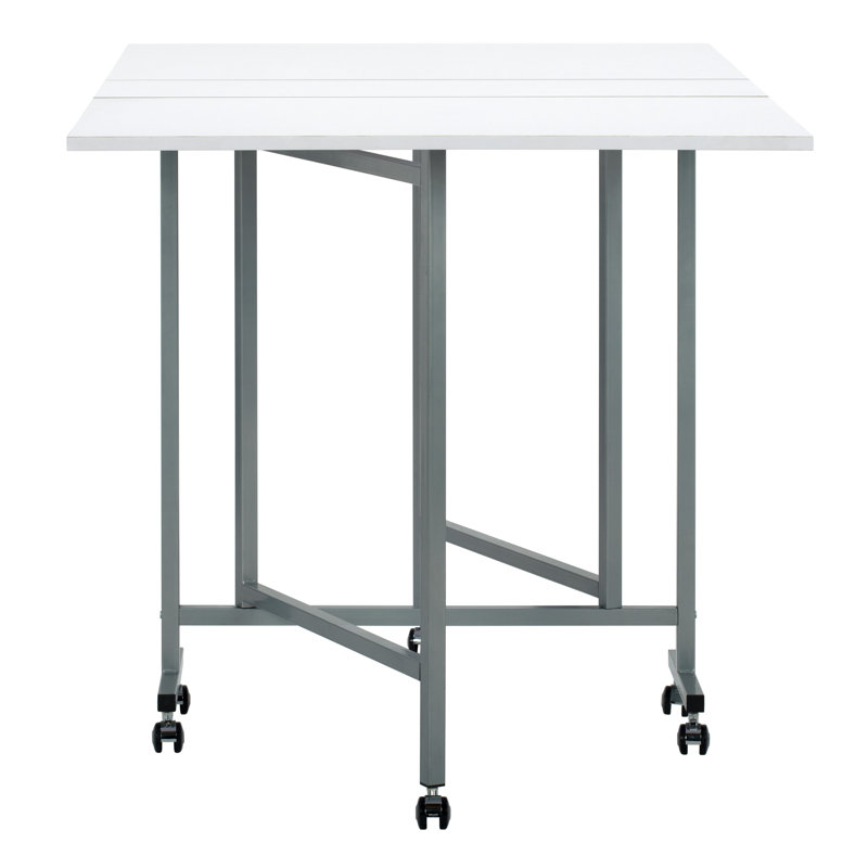 Sew Ready Silver White Folding Craft Table with Locking Wheels