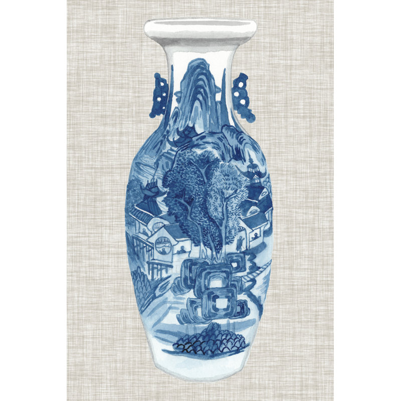 Ming Vase On Linen I - Wrapped Canvas Print, 46cm H x 30cm W x 3.8cm D