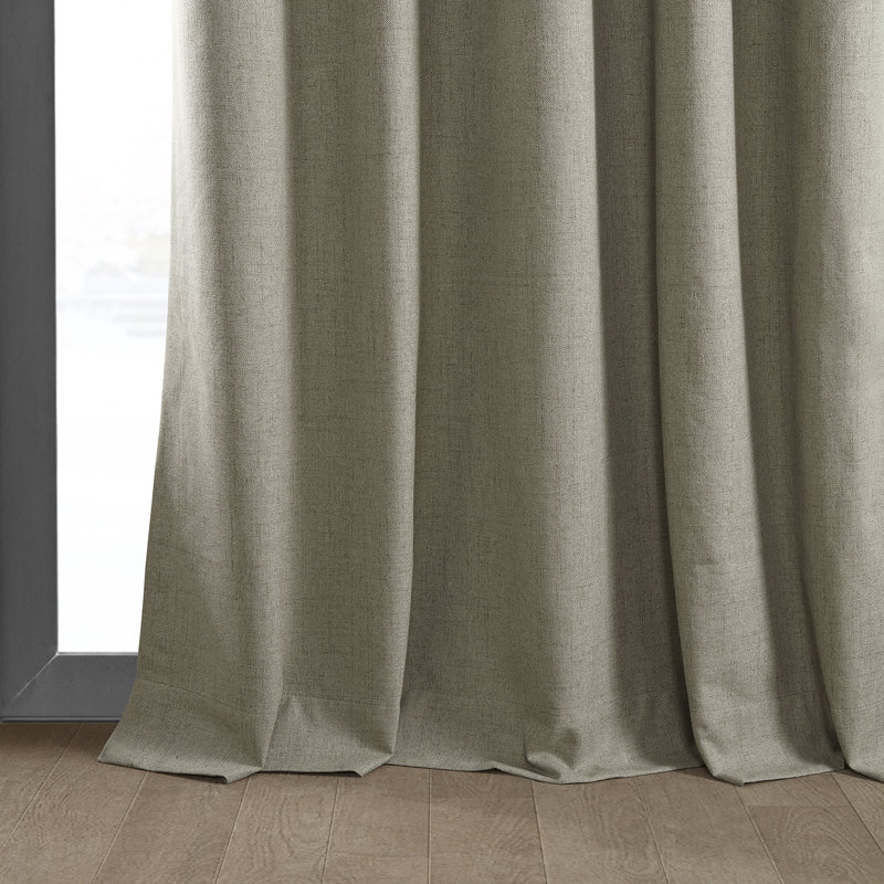 Bodulf Thermal Cross Linen Weave 100% Blackout Curtains for Bedroom & Living Room Curtains - Single Panel Drapes, 50" x 108"