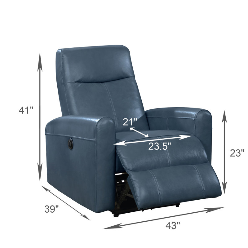 Fauteuil inclinable électrique en cuir pour le salon, noir, Bleu marine