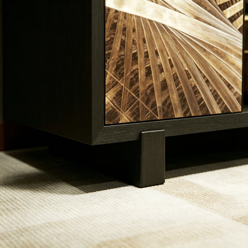 Commode moderne en bois massif minimaliste pour le salon, Noir