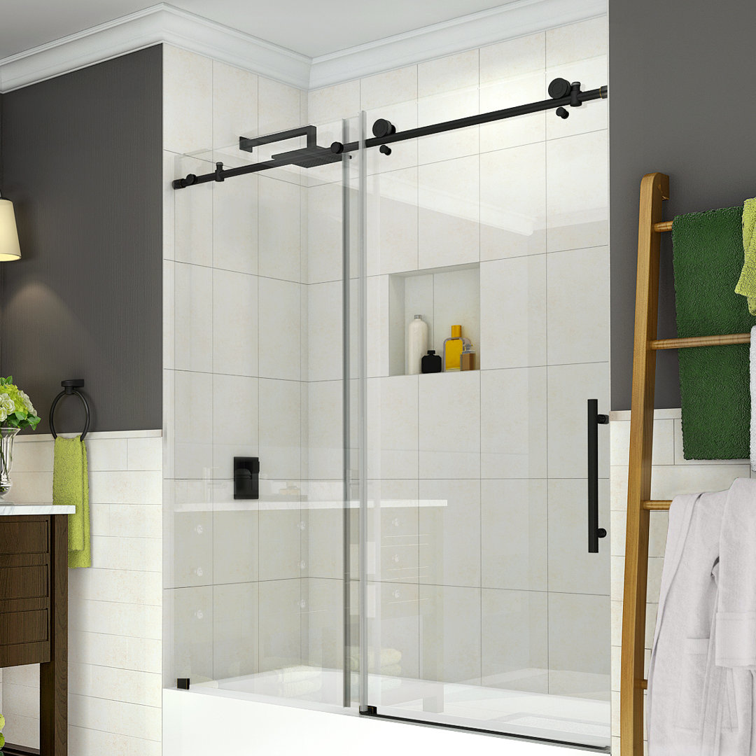 Coraline 60" x 60" Single Sliding Frameless Tub Door Aston 