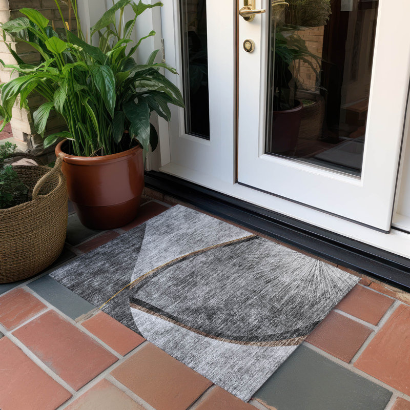 Karsyn Flatweave Washable Abstract Indoor / Outdoor Rug, Rectangle 1'8" x 2'6"