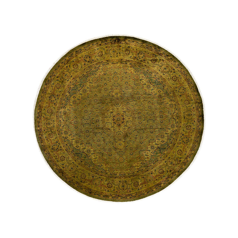 Handmade Gold Wool Round Area Rug 6'2" x 6'4"