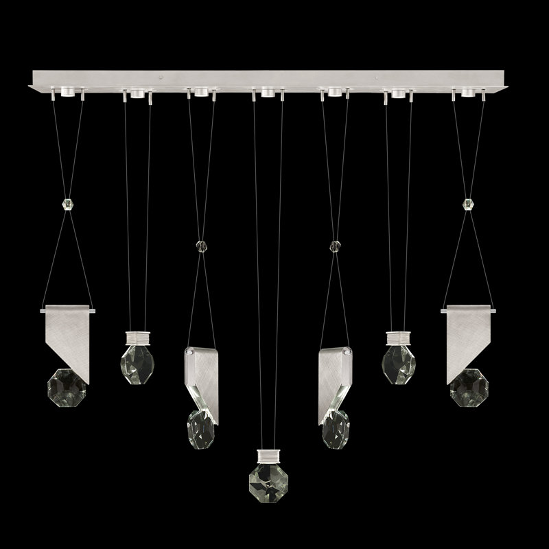 Luminaire suspendu linéaire l 60 po Aria, Argent brossé