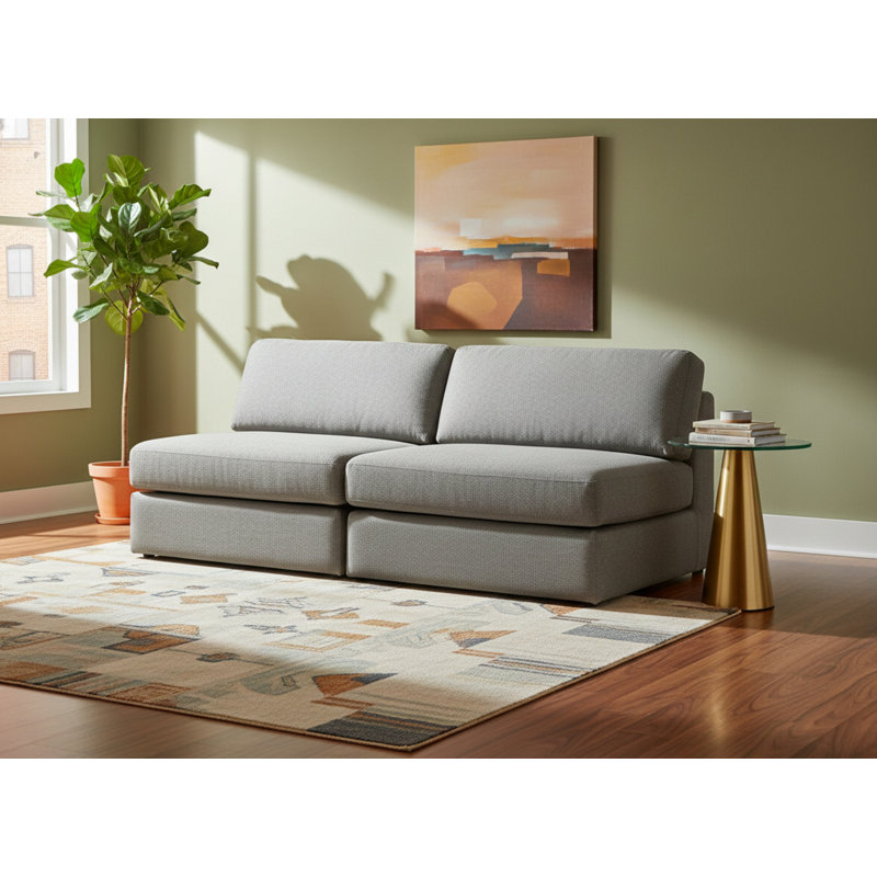 Itoro Upholstered 76'' Loveseat, Grey Linen Textured Fabric