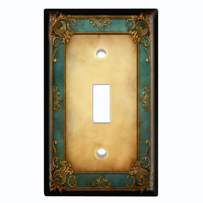 Metal Light Switch Plate Cover; US Standard Size 1 Gang Toggle - Printed Image of Fancy Frame