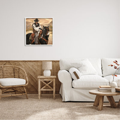 Ba-707-Framed " Cowboy With Dog Landscape " by Victoria Schultz