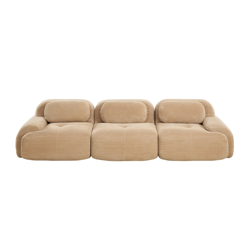 Canapé modulaire Camur, Velours côtelé rouge