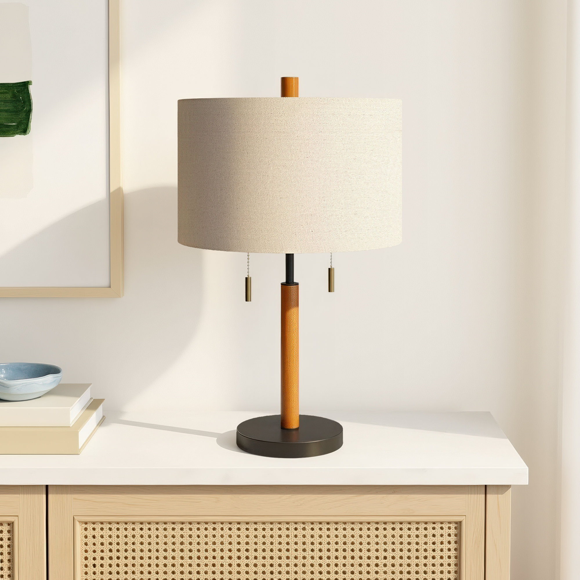 Kenley Table Lamp, Black/Brown