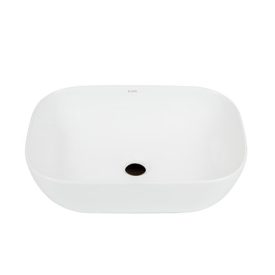 Elanti 13'' White Ceramic Rectangular Bathroom Sink