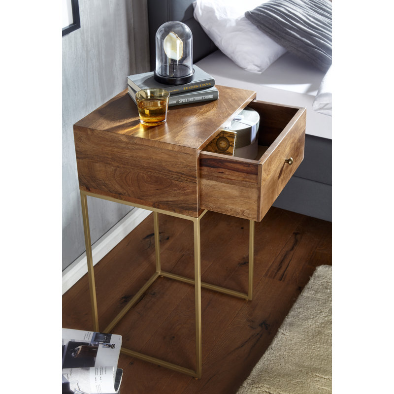 Vanslyke 40cm W Iron Bedside Table