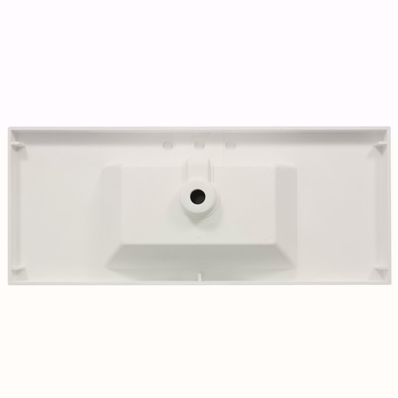 Lavabo en résine 48 po pour meuble-lavabo, lavabo de salle de bain avec 3 trous de robinet, comptoir de meuble-lavabo seulement, blanc éclatant