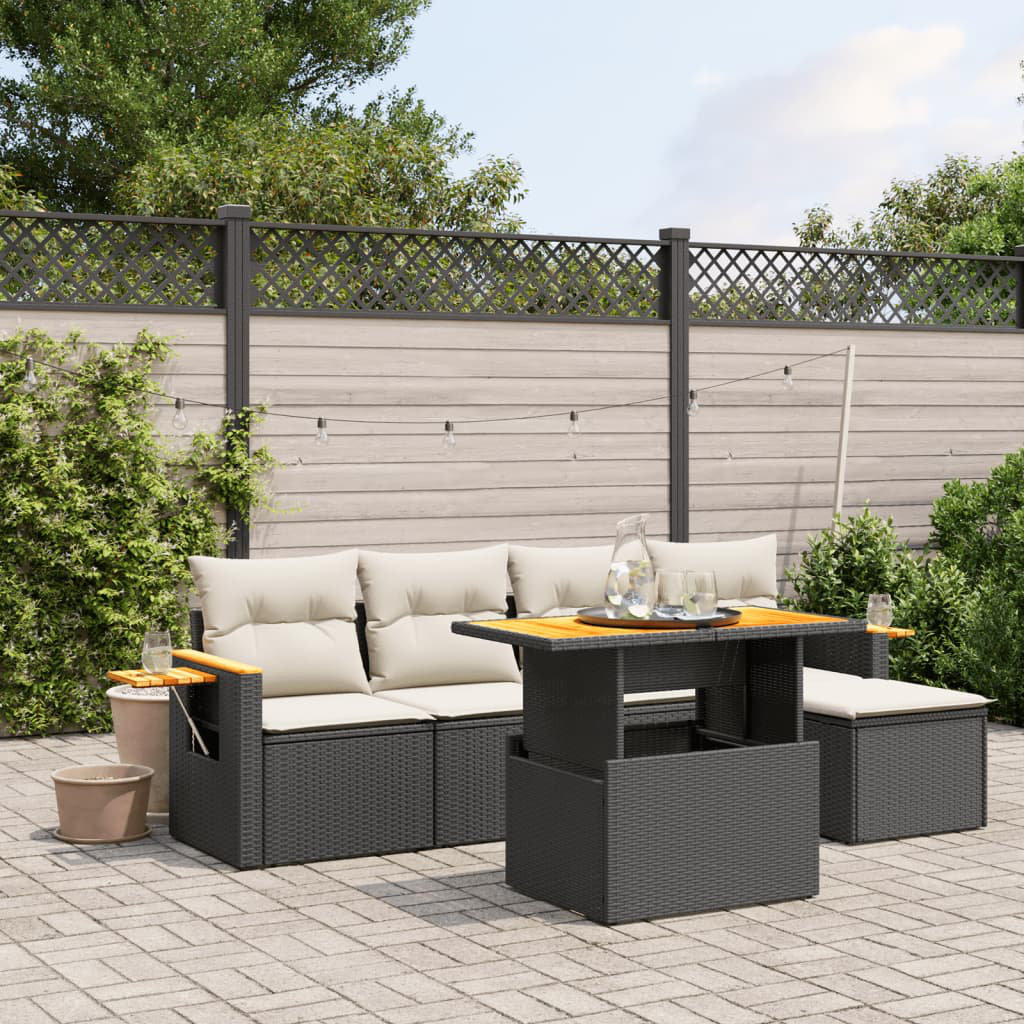 Vidaxl 6-Tlg. Garten-Sofagarnitur Mit Kissen Poly Rattan