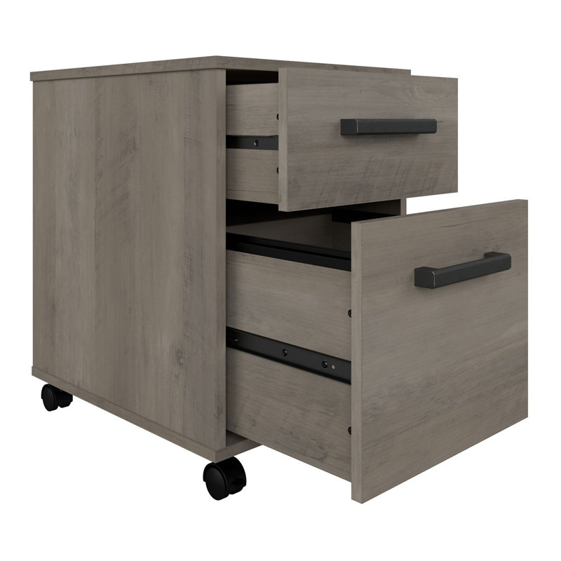 Bureau 60 "avec piédestal mobile, Bois flottant gris / noir, H 30 po x l 60 po x P 24 po