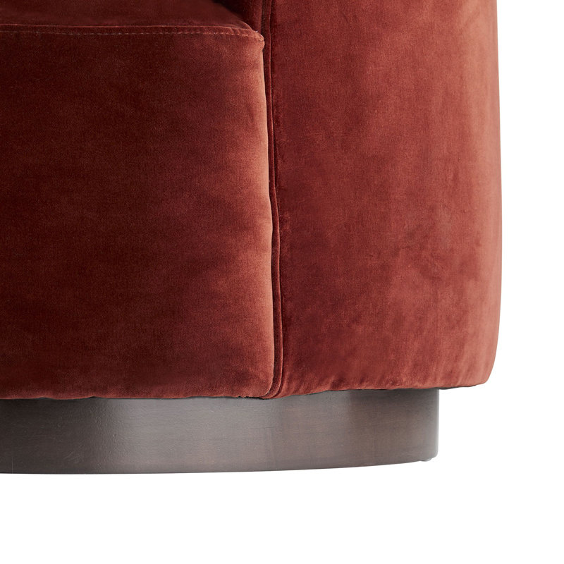 Turner Small Sofa Paprika Velvet, Red Velvet, Dark Walnut, 28"H x 84"W x 36"D
