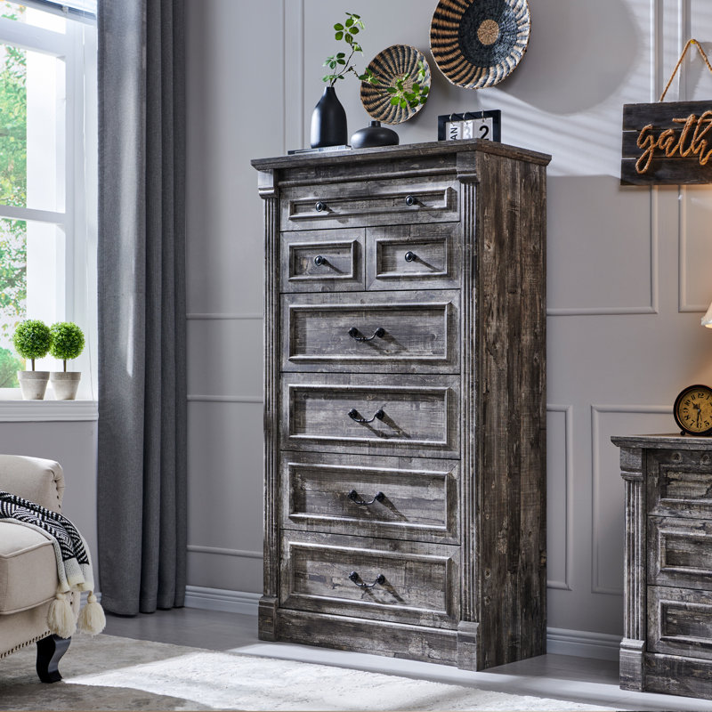Farmhouse 7 Drawer Dresser, 57" Tall Bedroom Storage