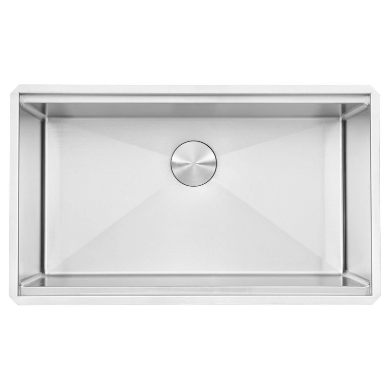 Roma Workstation Ledge 32" L x 19" W Undermount Kitchen Sink with Basket Strainer, 19" L x 33" W