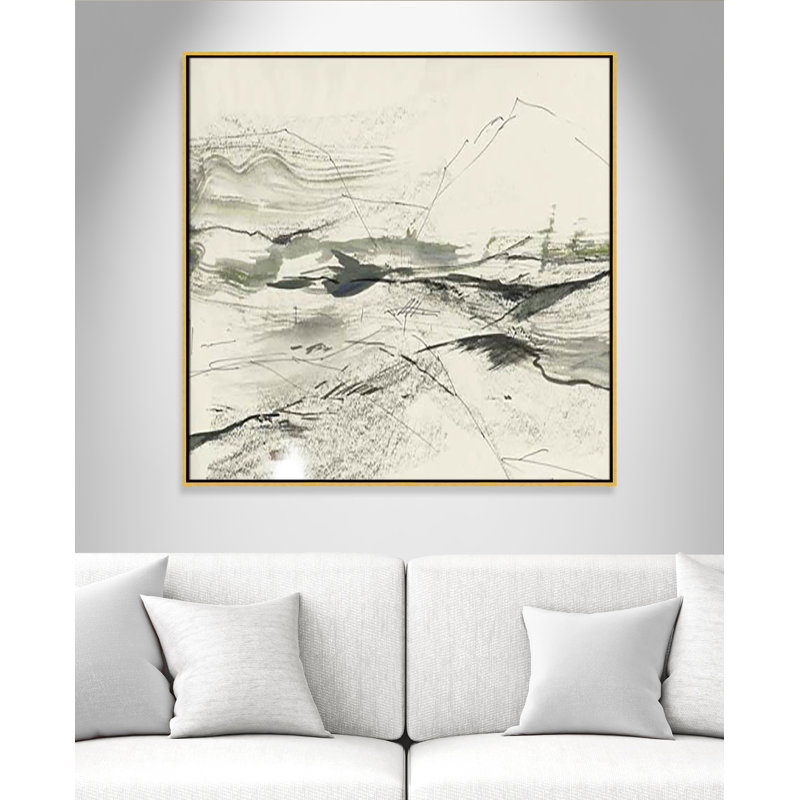 " Green Sketches " by PI Studio, Cadre flottant doré, H 41,5 po x l 41,5 po x P 2 po