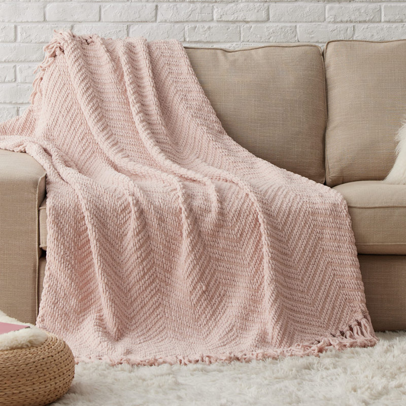 Couverture tissée Cozy Winter Collection, Rose, Jeté