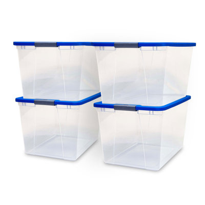Homz Secure Latch Large Clear Stackable Storage Container Bin