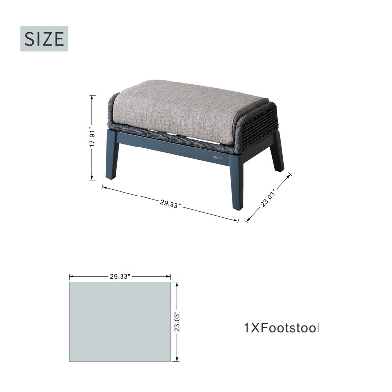 Repose-pieds d'extérieur en aluminium avec coussin