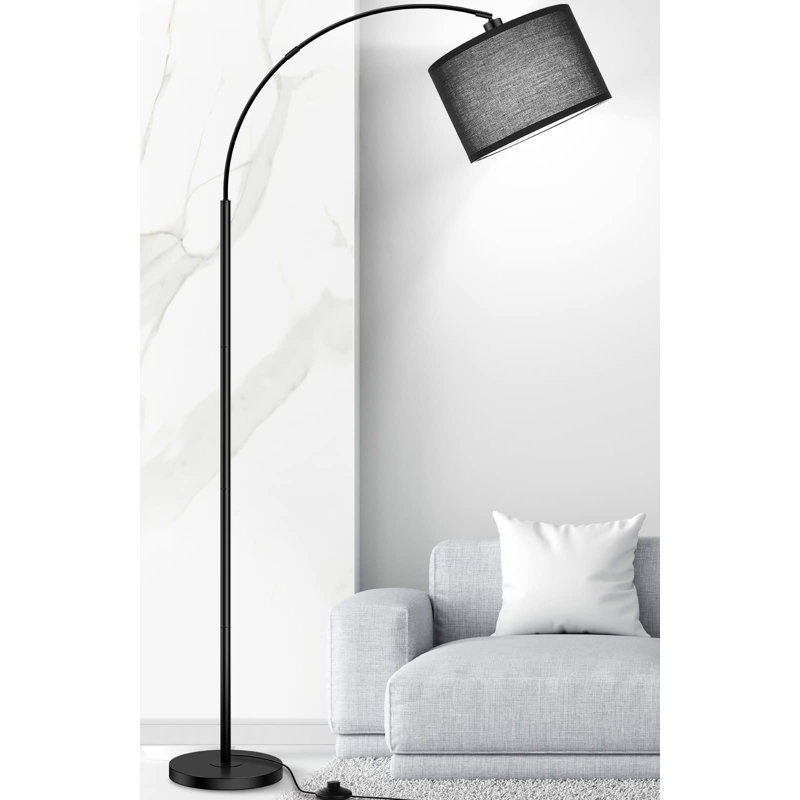 Lampe sur pied arquée 70,98 po Hicksley, Noir