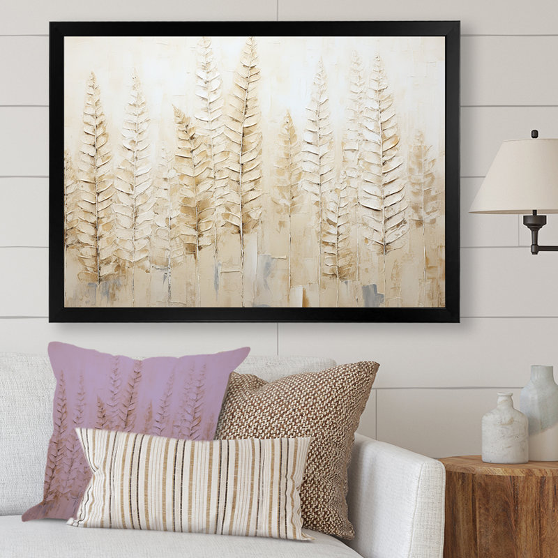 «Golden Ferns Silent Gracefulness» sur toile, H 30 po x l 40 po x P 1,5 po, Cadre simple noir