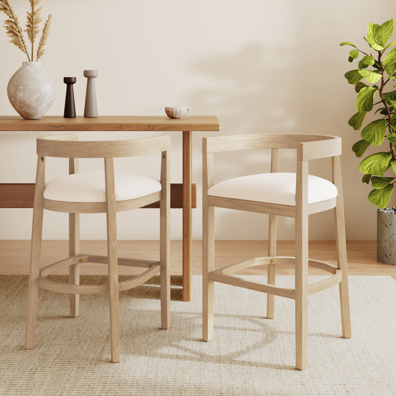 Gurseese Rubberwood Counter Stool, Light Ash, Bar Stool (30" Seat Height)
