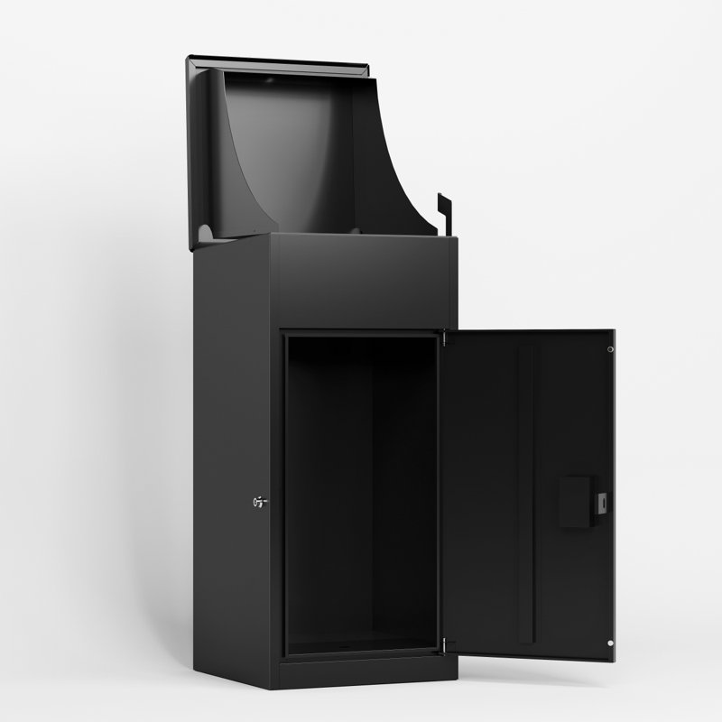 Package Delivery Box For Outside With Lock 16.7"L*16.8"W*36.4"H, Heavy-Duty Steel Package Drop Box With Anti-Theft Design, Weather-Resistant, Package Mailbox For Porch Ideal For Home Or Office,(Black